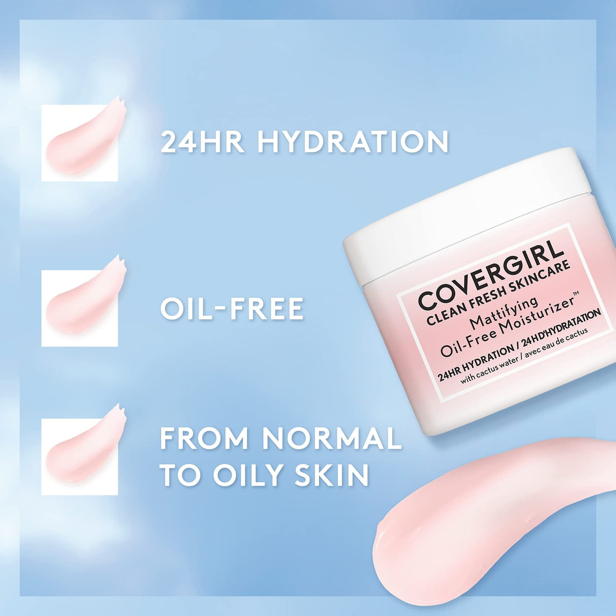 COVERGIRL cream on hand showing quick absorption and non-greasy feel
