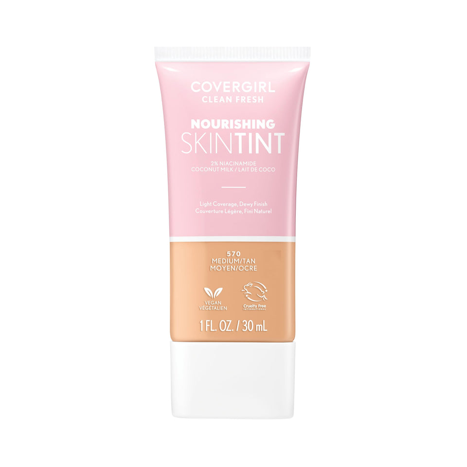 COVERGIRL front packaging showing bottle and shade 570 medium/tan for easy selection