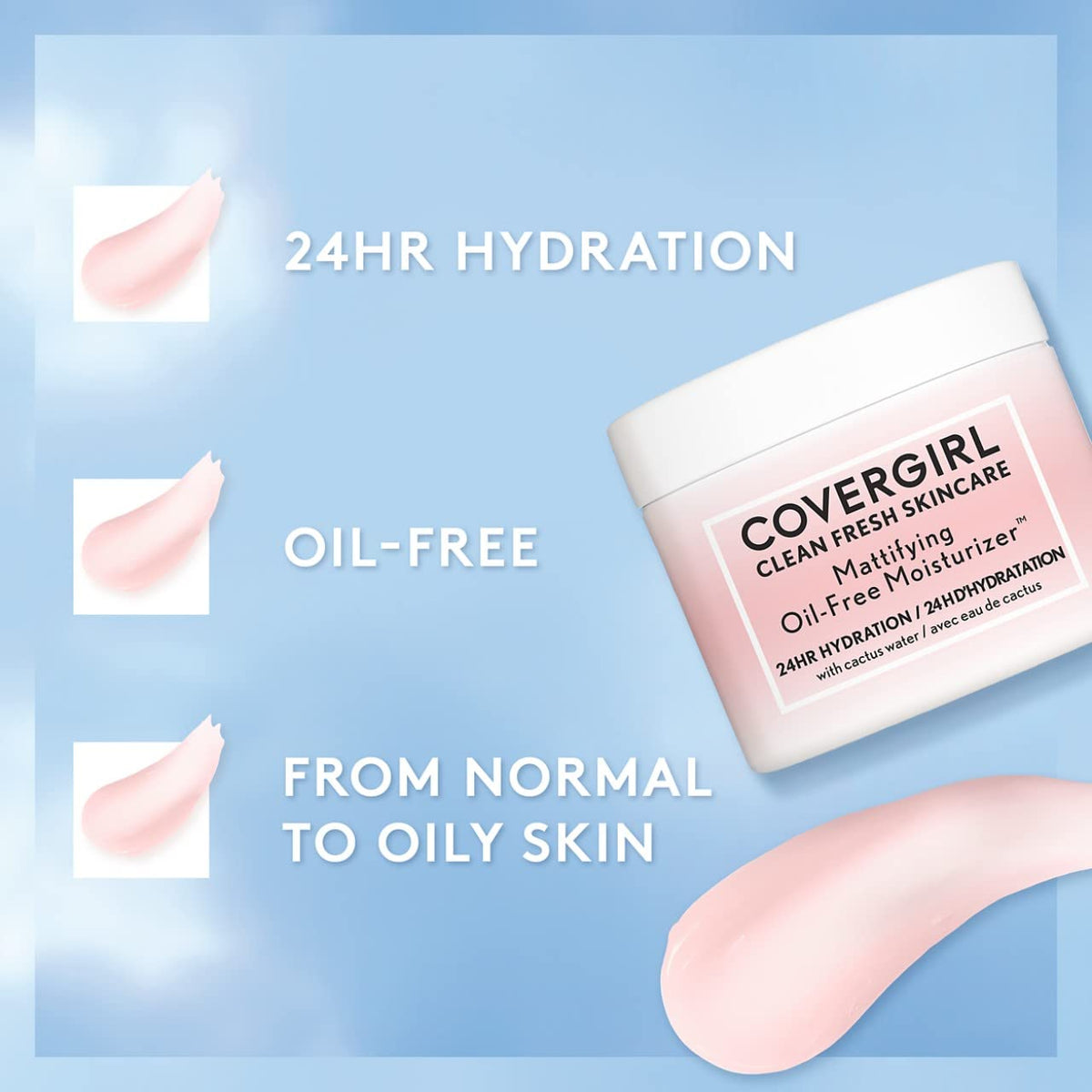 COVERGIRL skin close-up after use showing soft matte finish and balanced look