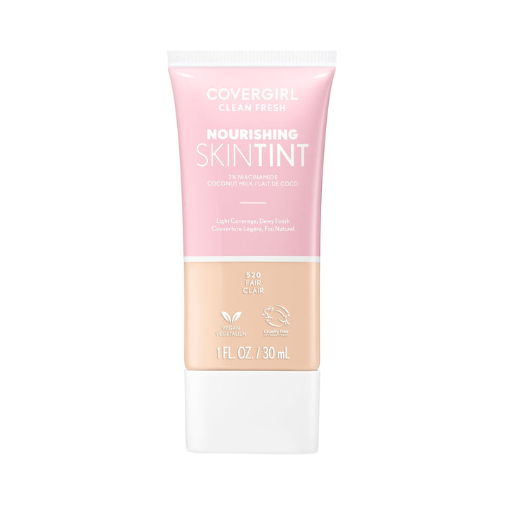 COVERGIRL bottle front packaging showing shade fair and branding for clear choice