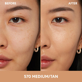 COVERGIRL texture swatches on arm showing buildable sheer coverage and finish