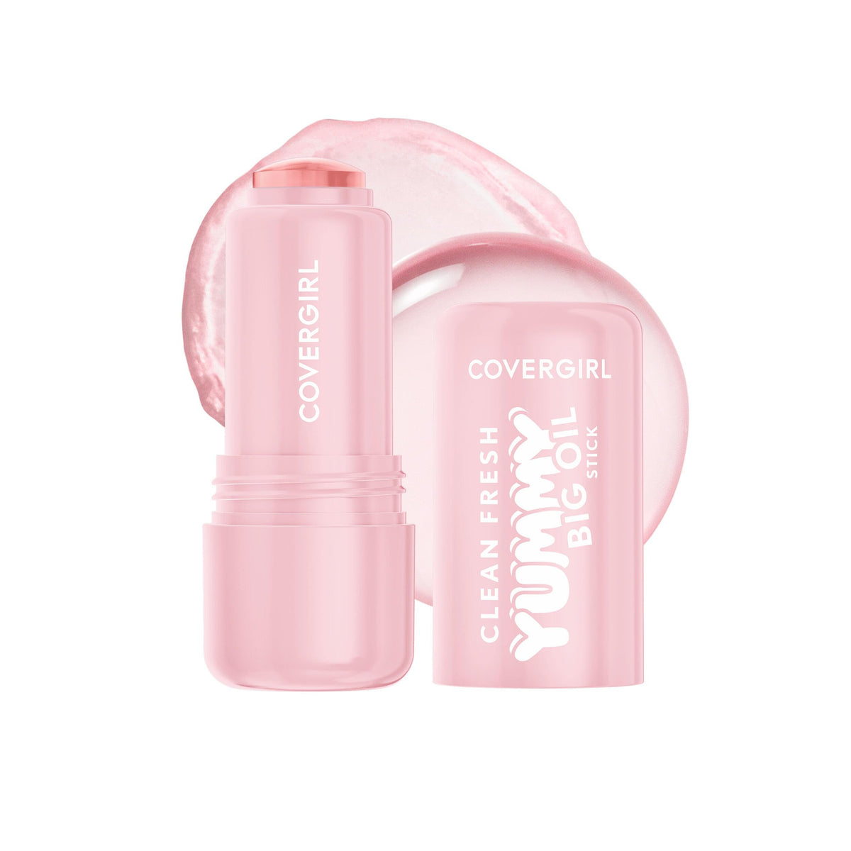 COVERGIRL front view of oil stick showing compact gloss packaging and travel-ready benefit