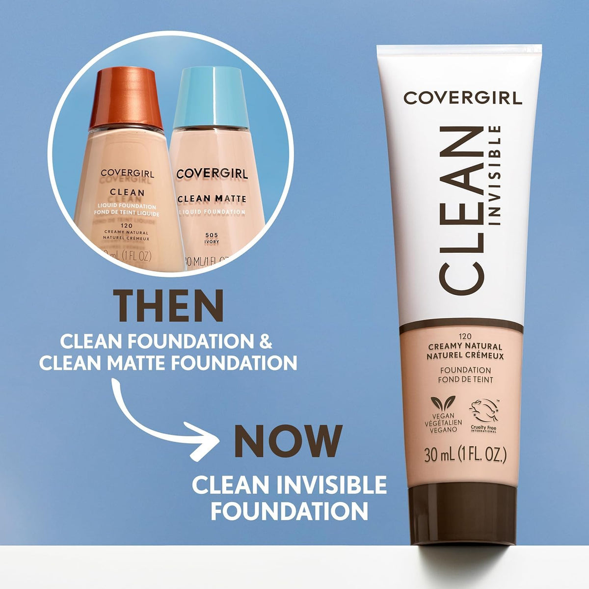 COVERGIRL foundation on vanity near mirror showing everyday routine benefit