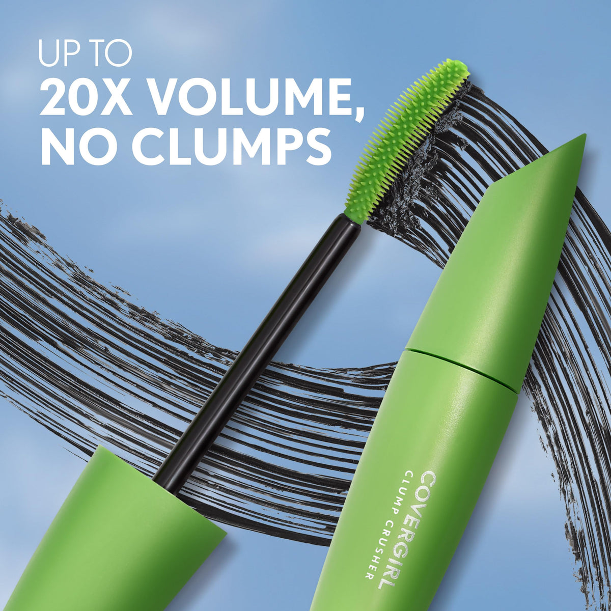 COVERGIRL mascara applied on model showing fuller separated lashes