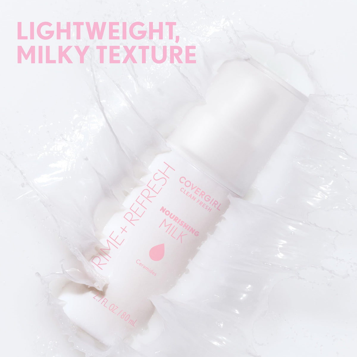COVERGIRL label detail highlighting ceramides and hyaluronic benefits