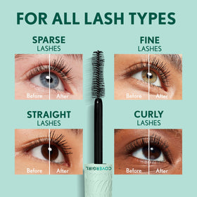 COVERGIRL before and after lashes illustrating visible volume and lengthening effect