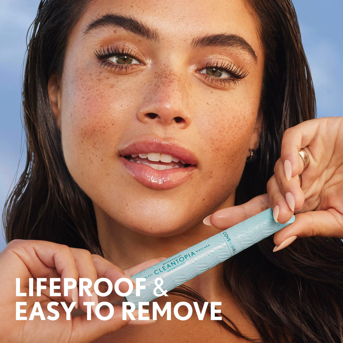 COVERGIRL mascara placed on vanity to show everyday use convenience