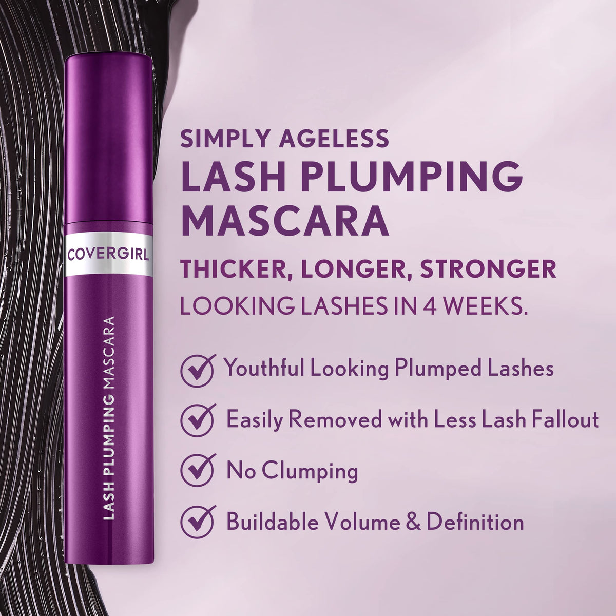 COVERGIRL before and after lashes illustrating visible plump and definition