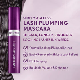 COVERGIRL before and after lashes illustrating visible plump and definition