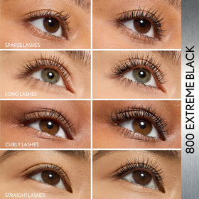 COVERGIRL mascara swatch on skin showing rich black pigment and smooth finish