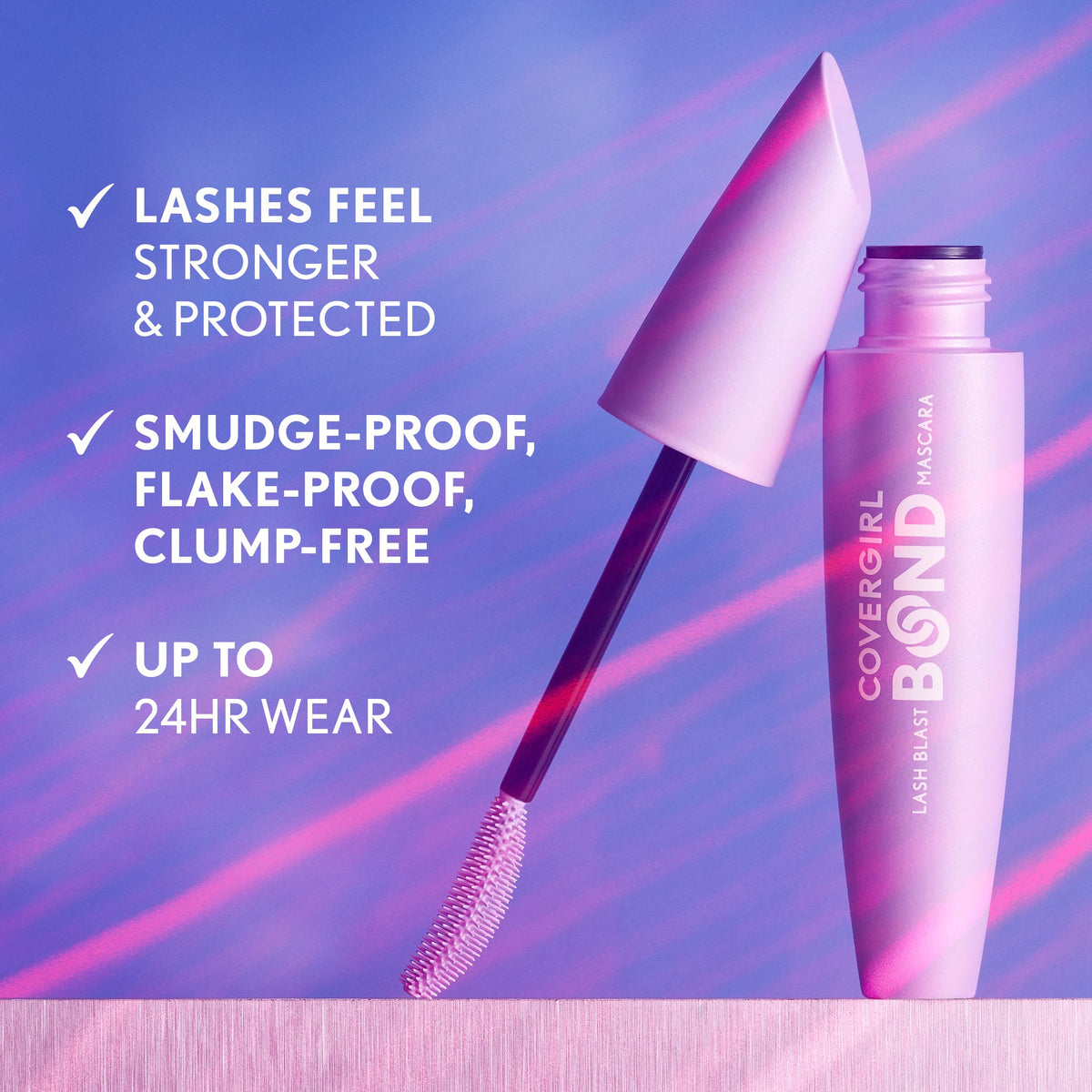 COVERGIRL tube next to ruler for size comparison and travel-friendly benefit