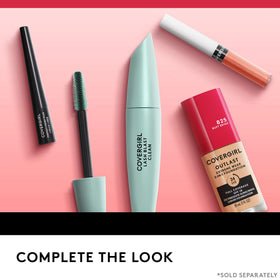 COVERGIRL foundation on a vanity with brushes showing streamlined daily routine benefit