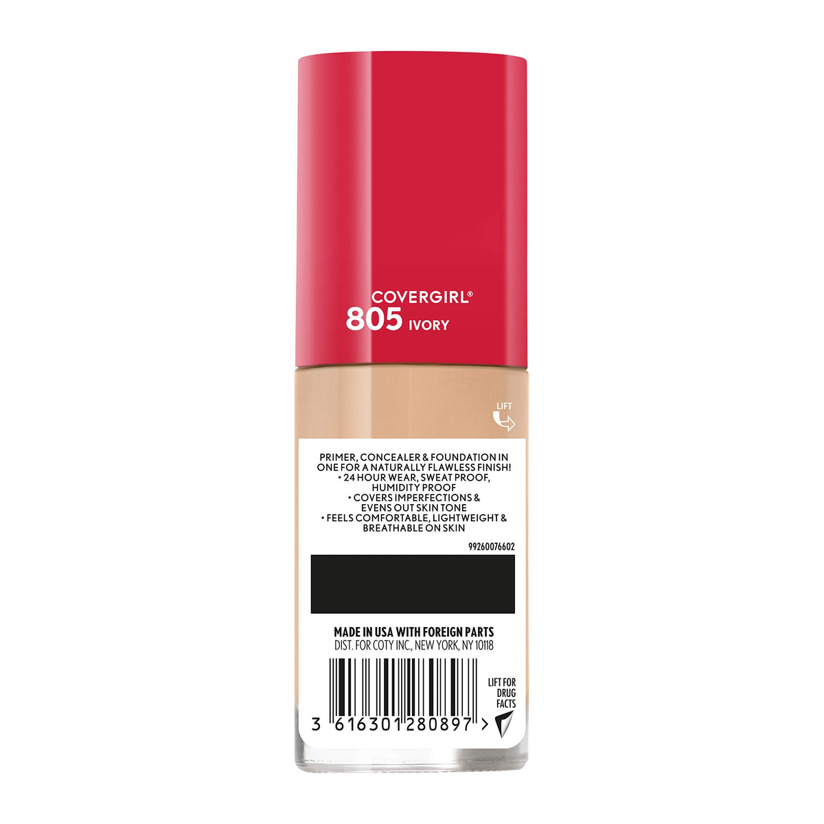 COVERGIRL shade swatches on forearm showing coverage range and color match options