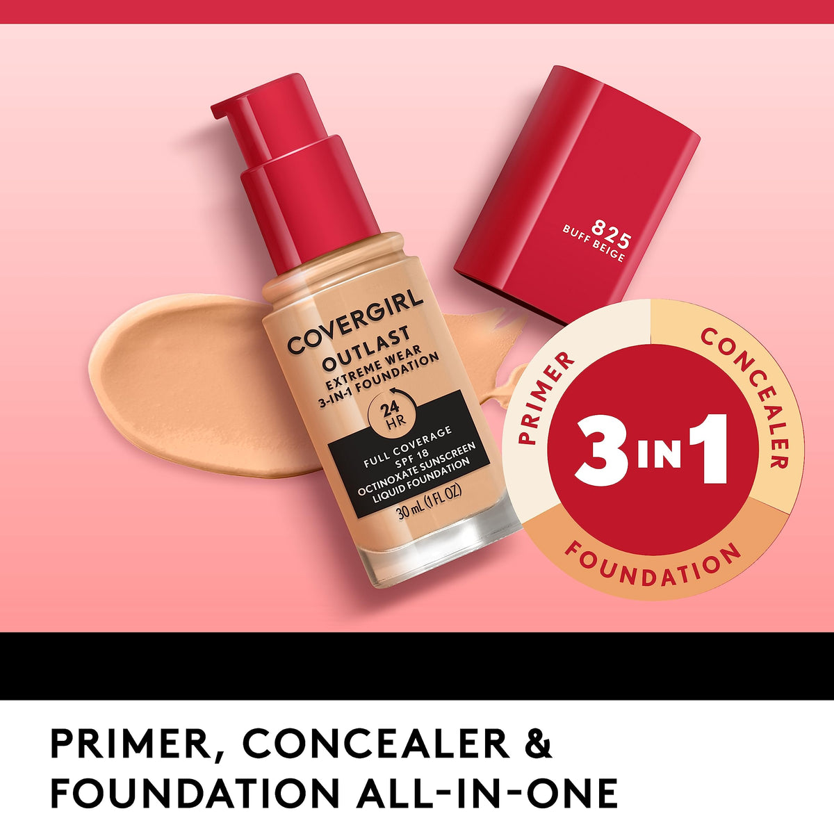 COVERGIRL applied with brush illustrating buildable, full coverage