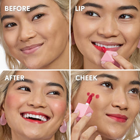 COVERGIRL swatch of Raspberry Drops on skin showing buildable, natural-looking color