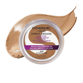 COVERGIRL bottle front packaging showing shade 260 Classic Tan and coverage benefit