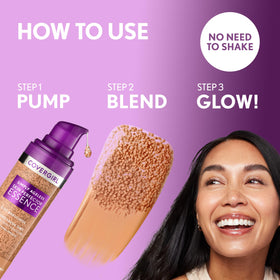 COVERGIRL pigmented microcapsules blending into skin for sheer natural coverage