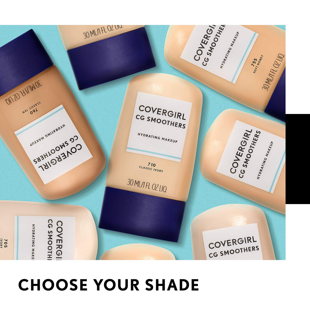 COVERGIRL shade samples laid out to help choose the best match
