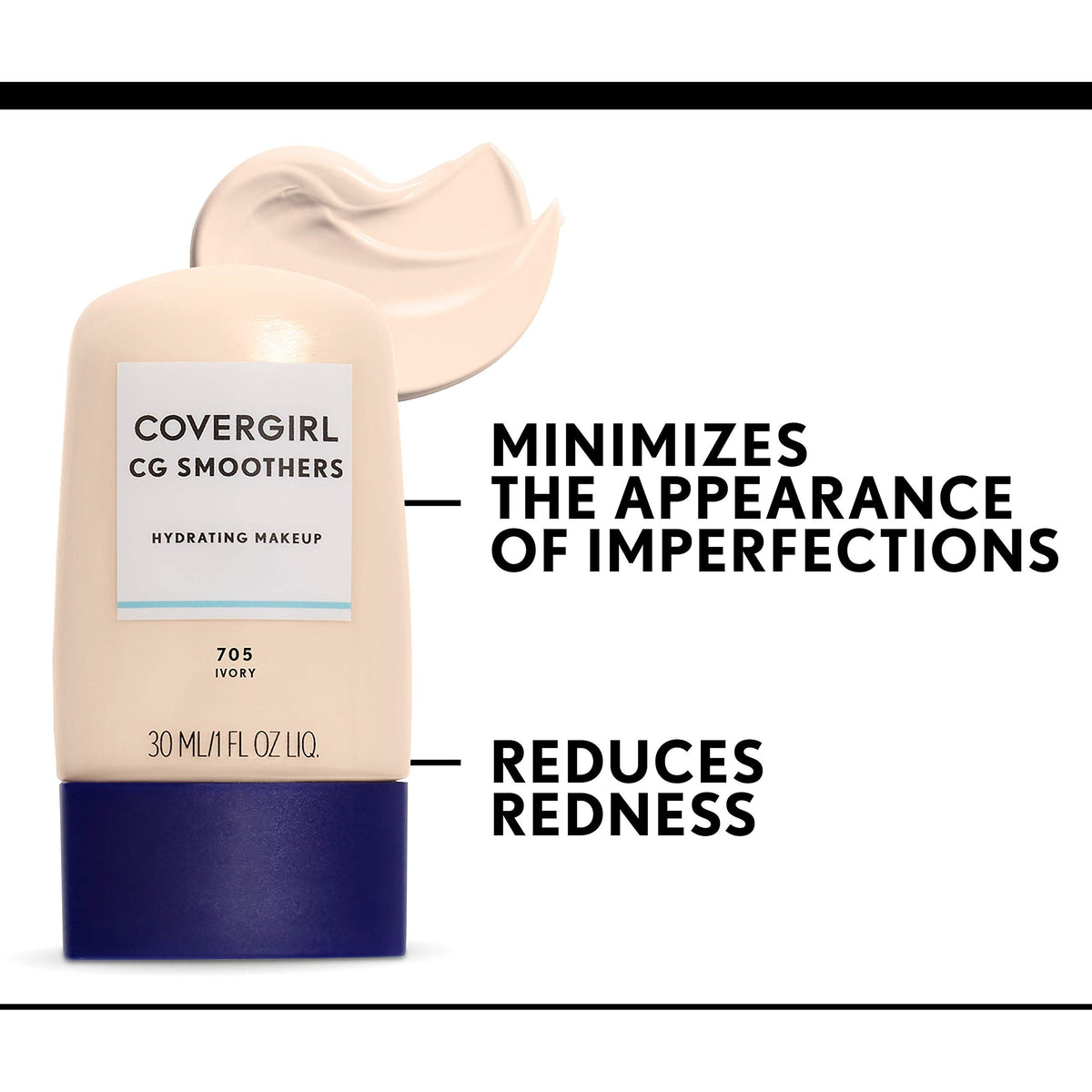 COVERGIRL creamy foundation texture swatch illustrating blendable hydration