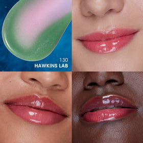 COVERGIRL Hawkins Lab swatch on arm showing green shimmer transforming to pink