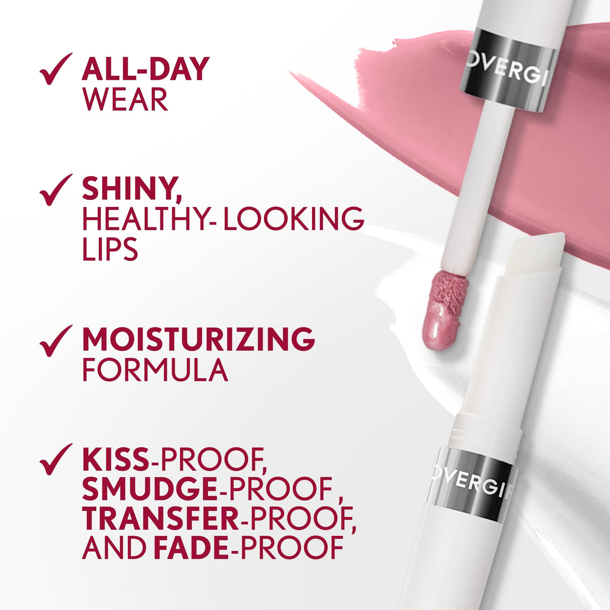 COVERGIRL topcoat texture detail highlighting glossy finish and added moisture