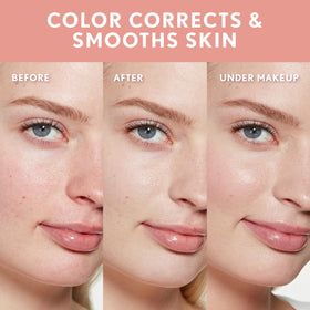 COVERGIRL TruBlend Cashmere Calm before and after swatch showing blurred pores
