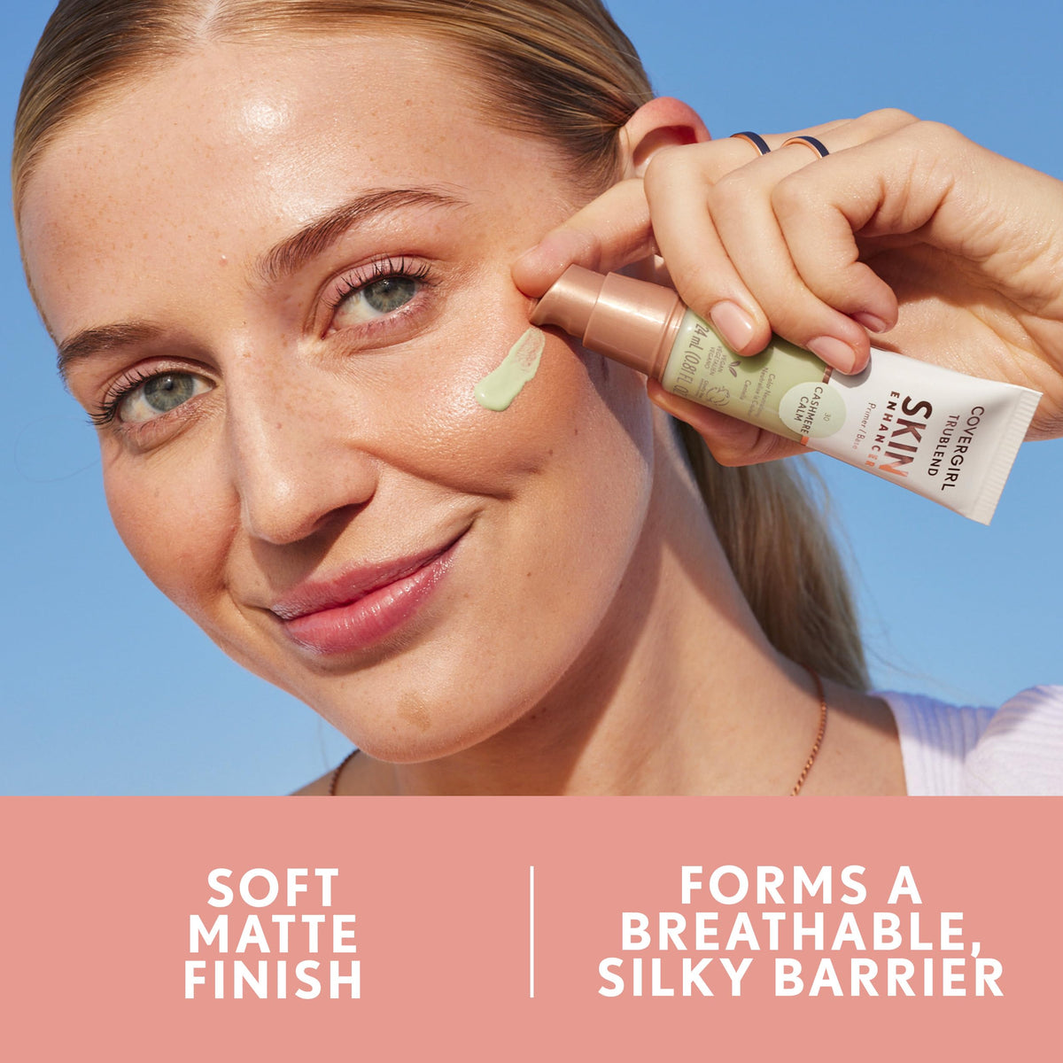 COVERGIRL TruBlend Cashmere Calm close-up of tube cap and nozzle for easy dispensing
