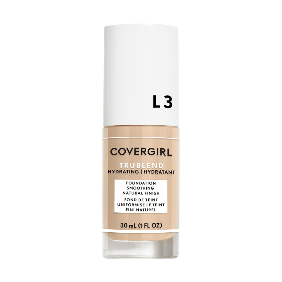 COVERGIRL TruBlend front bottle showing label and shade L3 Natural Ivory benefits even coverage
