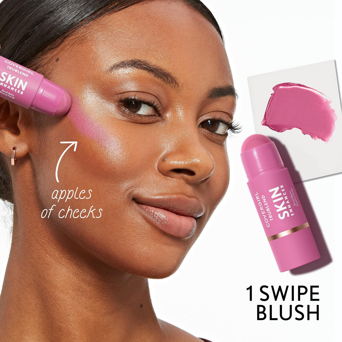 COVERGIRL lip swatch for monochrome look showing dual-use benefit