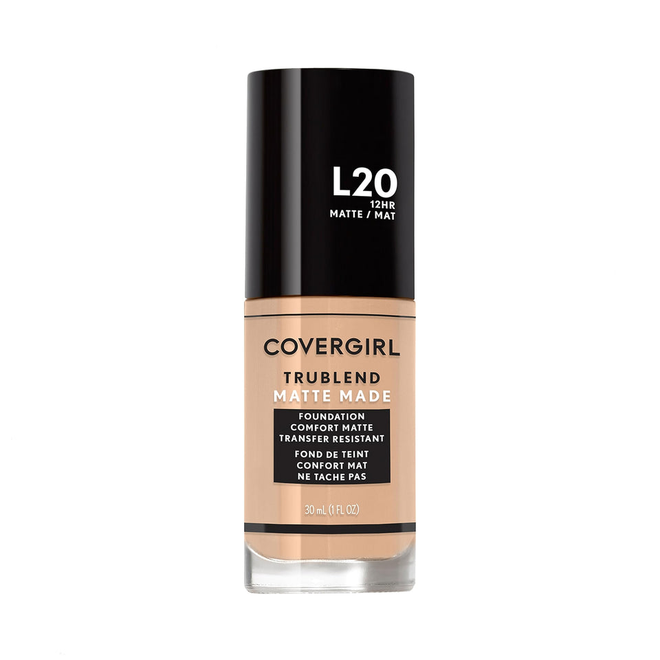 COVERGIRL TruBlend Matte Made front bottle showing label and compact design, easy storage