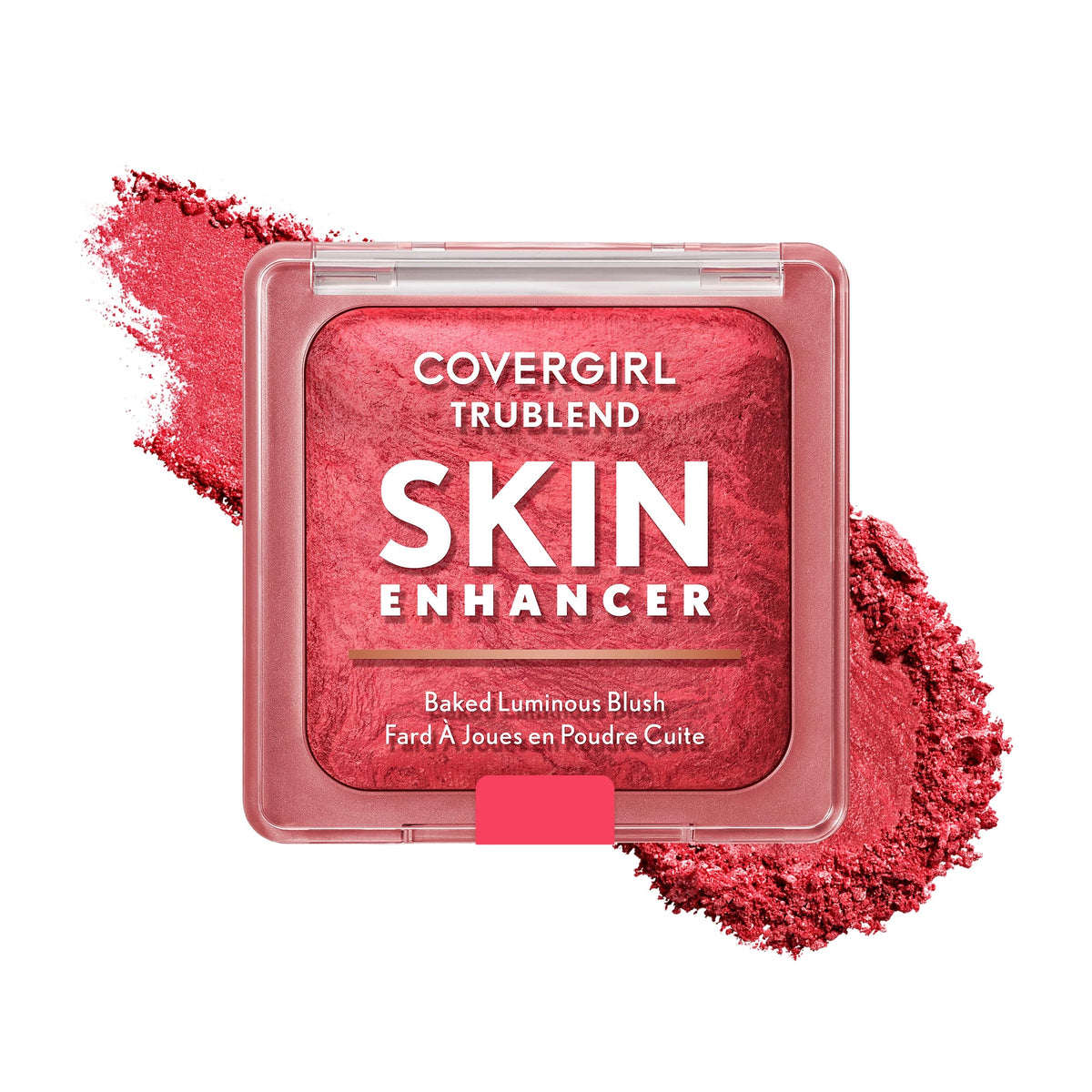 COVERGIRL product front pan showing Strawberry Drizzle and swirled shades for vibrant cheeks