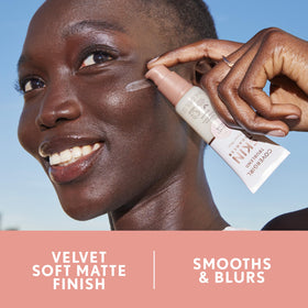 COVERGIRL hand applying Velvet Blur primer for instant hydration benefit