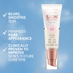 COVERGIRL pore blur before-and-after comparison showing minimized pores
