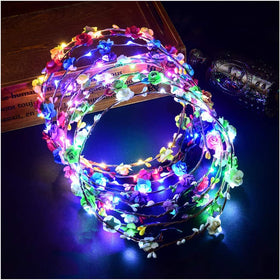 Coxeer front view flower crown showcasing glowing LED flowers for standout style