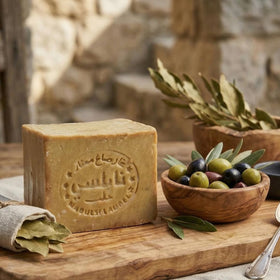 cozy soap bathroom lifestyle with bars on wooden dish, eco-friendly routine