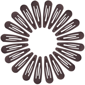 Cptots front view of 20-pack matte dark brown clips, neat storage benefit