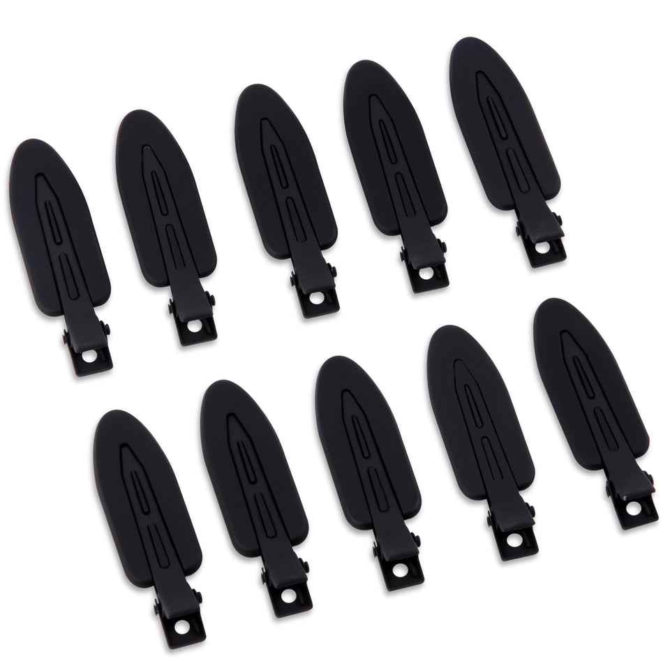 Cptots front packaging showing ten matte black creaseless clips and benefits
