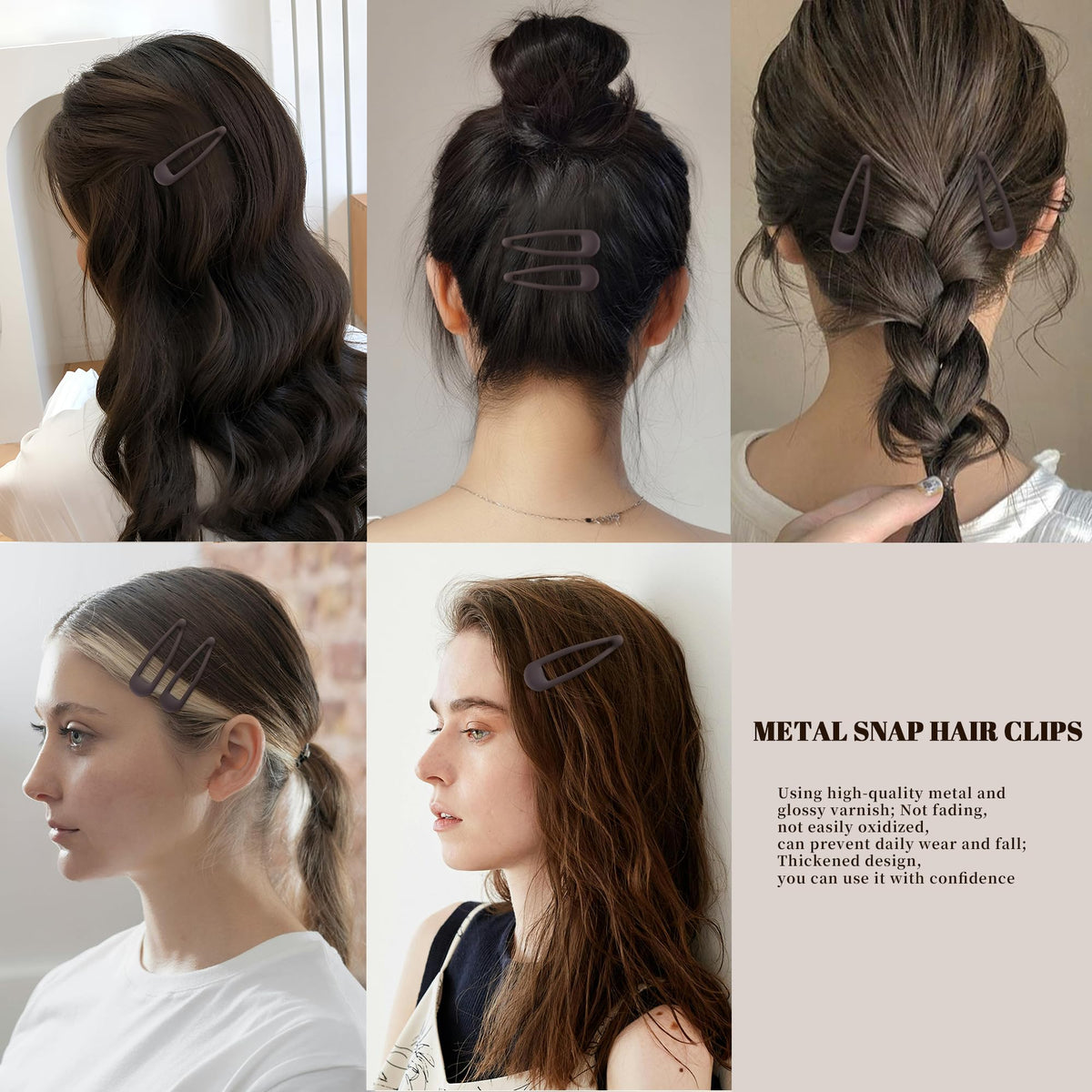 Cptots clip used in woman’s bun, low-profile secure styling benefit