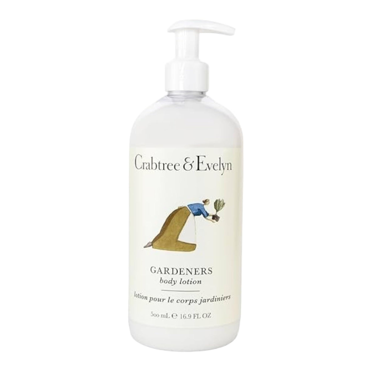 Crabtree & Evelyn bottle front view showing 500ml size and garden fragrance benefit