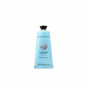 Crabtree & Evelyn La Source in hand lifestyle image showing portable tube for on-the-go hydration
