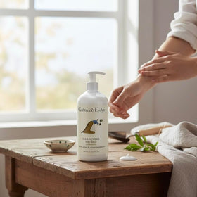Crabtree & Evelyn lotion texture close-up demonstrating lightweight, fast-absorbing hydration