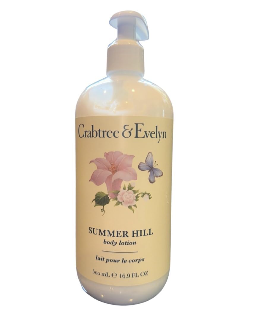 Crabtree & Evelyn front bottle view showing label and generous 500ml size for long-lasting moisturising