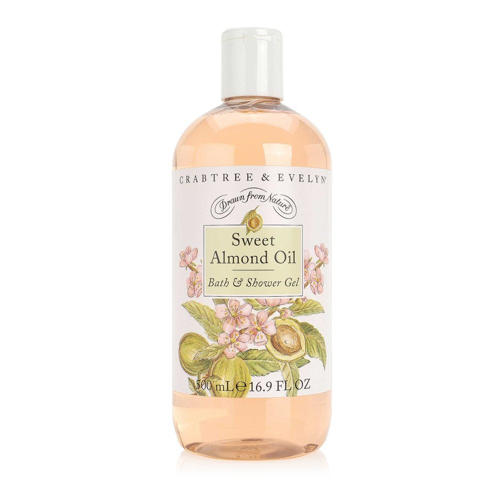 Crabtree & Evelyn front bottle showing sweet almond formula and moisturizing benefit