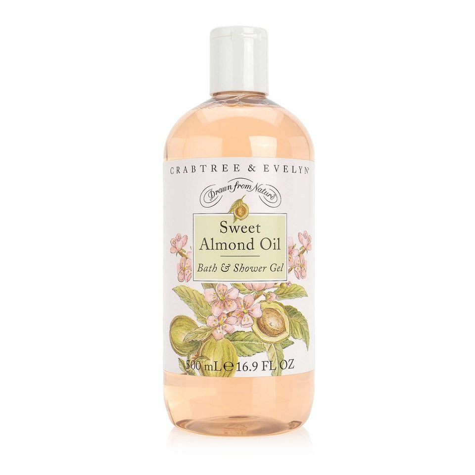 Crabtree & Evelyn front bottle showing sweet almond formula and moisturizing benefit