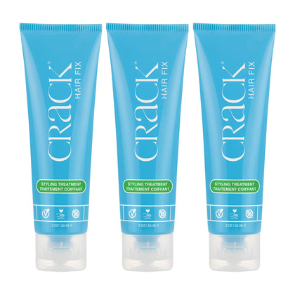 Crack front packaging showing three 3 oz tubs and clear product benefits