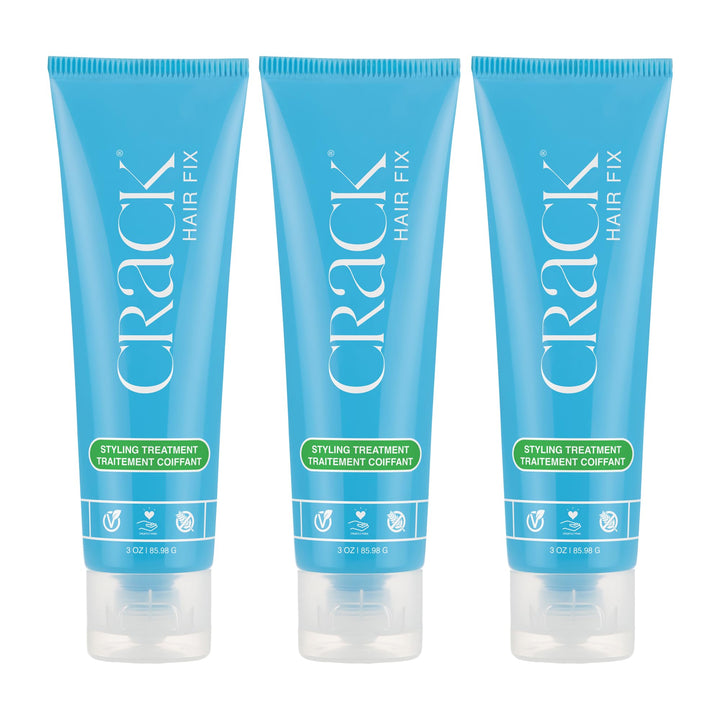Crack front packaging showing three 3 oz tubs and clear product benefits