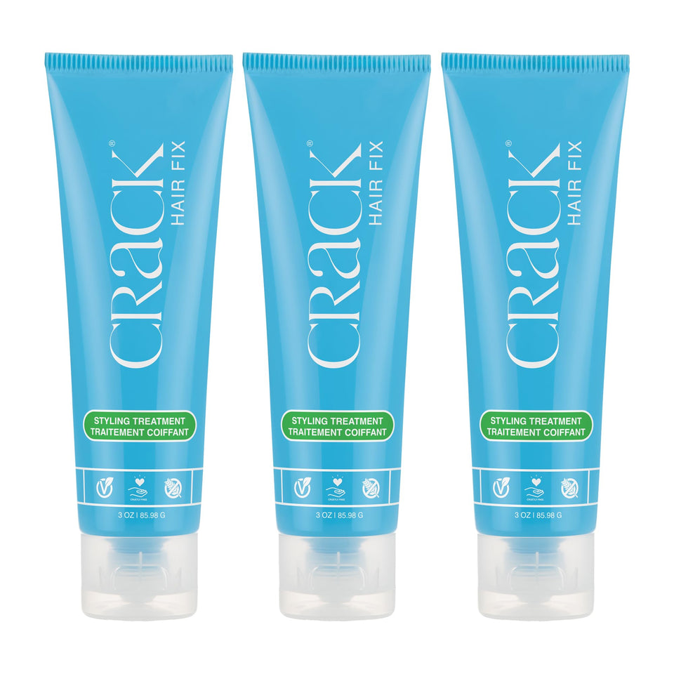 Crack front packaging showing three 3 oz tubs and clear product benefits