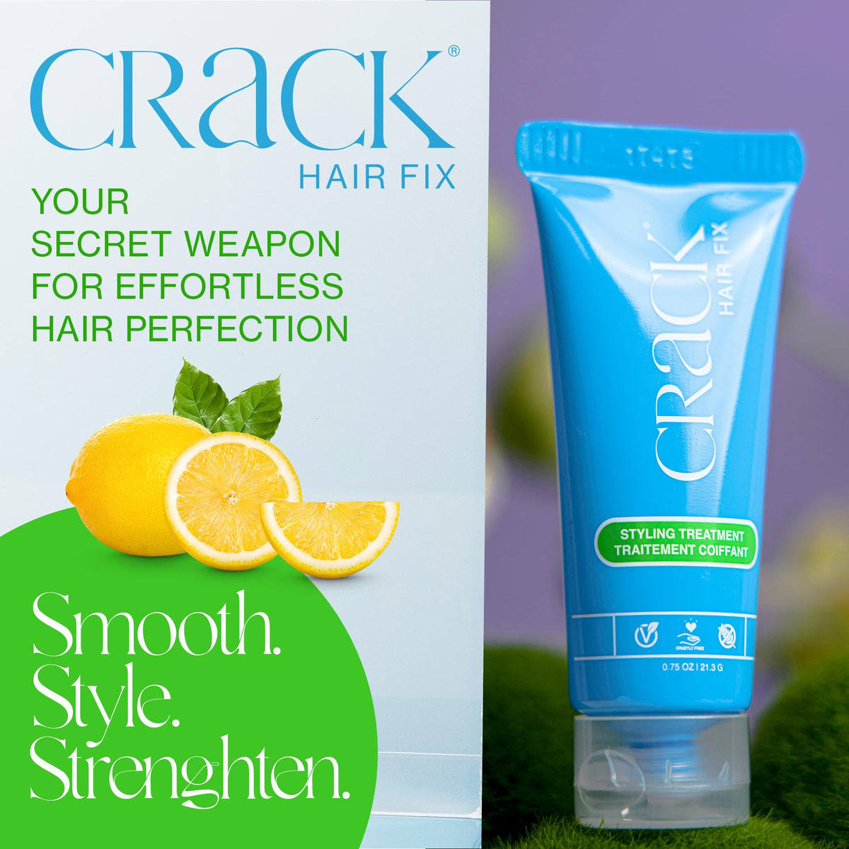 Crack close-up of creamy texture illustrating smooth blend and lightweight finish benefit