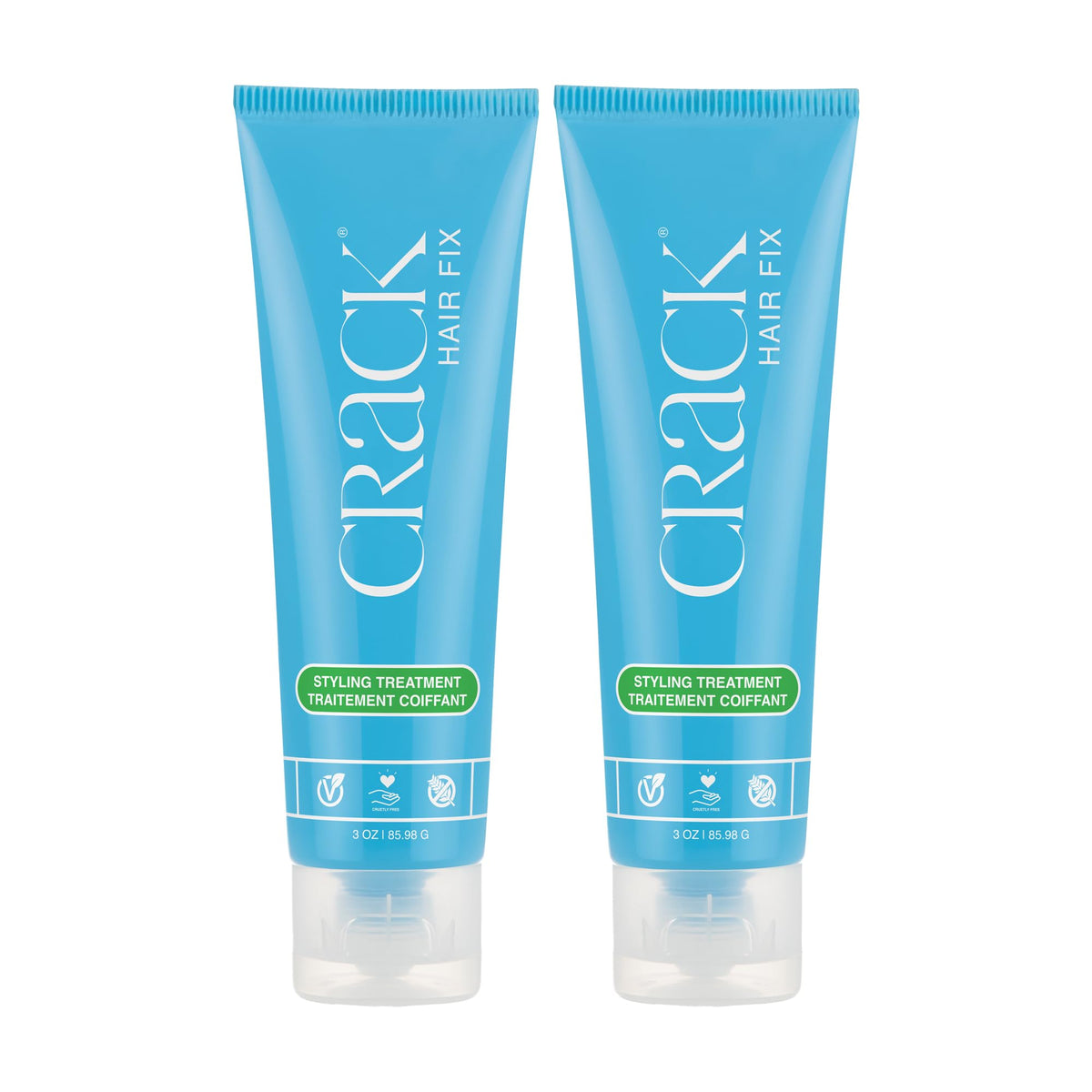 Crack front packaging showing product tube and branding with clear benefits