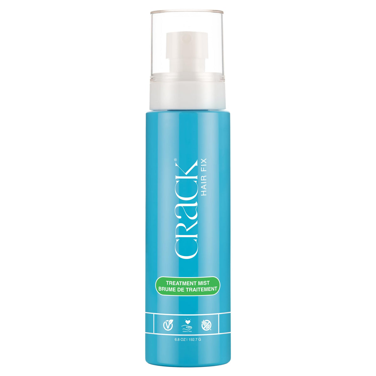 Crack front packaging showing bottle and label for clear product ID and benefits